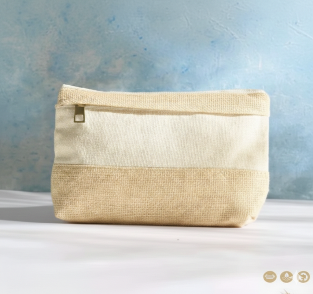 Mini Eco-Pouch M-BAG2 – Pure Linen Travel Pouch with Water-Resistant Lining & Hidden