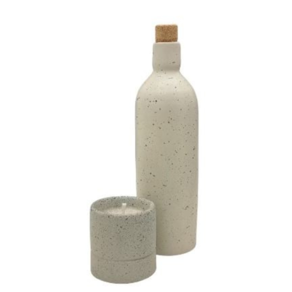 Minimalist Bottle & Candle Set – Speckled Matte Finish, Compact Decorative Gift