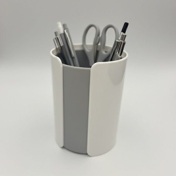 Modern Desk Pen & Stationery Organizer – Sleek White & Grey Design