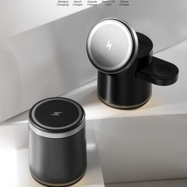 The PRO Desk Set – 4-in-1 Wireless Charging Station with Alarm Clock & LED Light