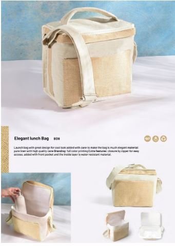 Elegant Insulated Lunch Bag – Premium Linen & Cane Design | Eco-Friendly,  Zipper Closure, Front Pocket – Ideal for Work, School & Travel
